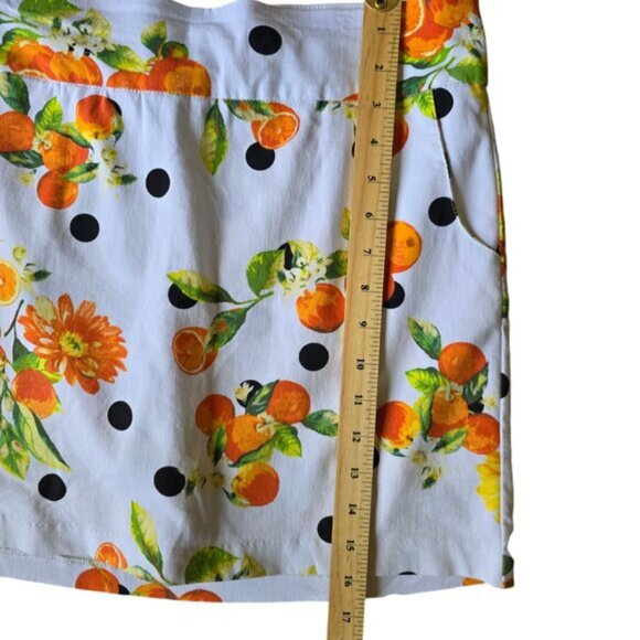 Zac & Rachel Orange Print Polka dot White Skort. size 10 - Picture 7 of 8